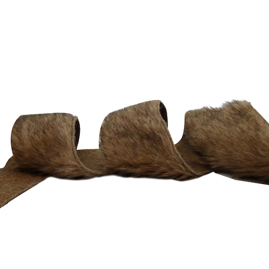 4" Brown Wired Faux Fur Trim by Celebrate It®